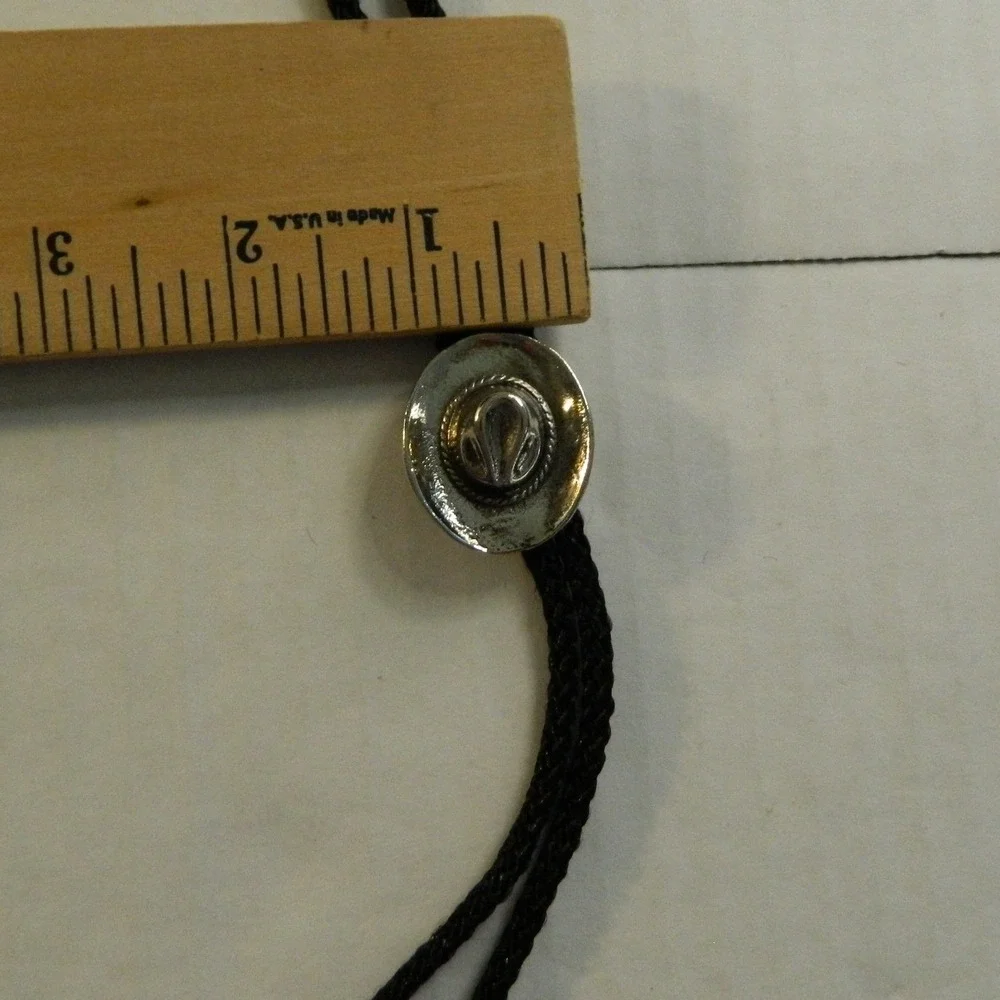 Unbranded Bolo Tie Men Black Silver Cowboy Hat Slide Western Americana Stetson